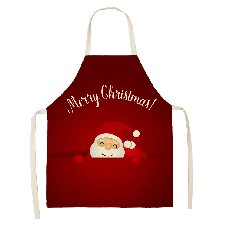 

Christmas Snowman Santa Claus Pattern Cleaning Aprons 53*65cm Home Cooking Kitchen Apron Cook Wear Cotton Linen Adult Bibs 46397