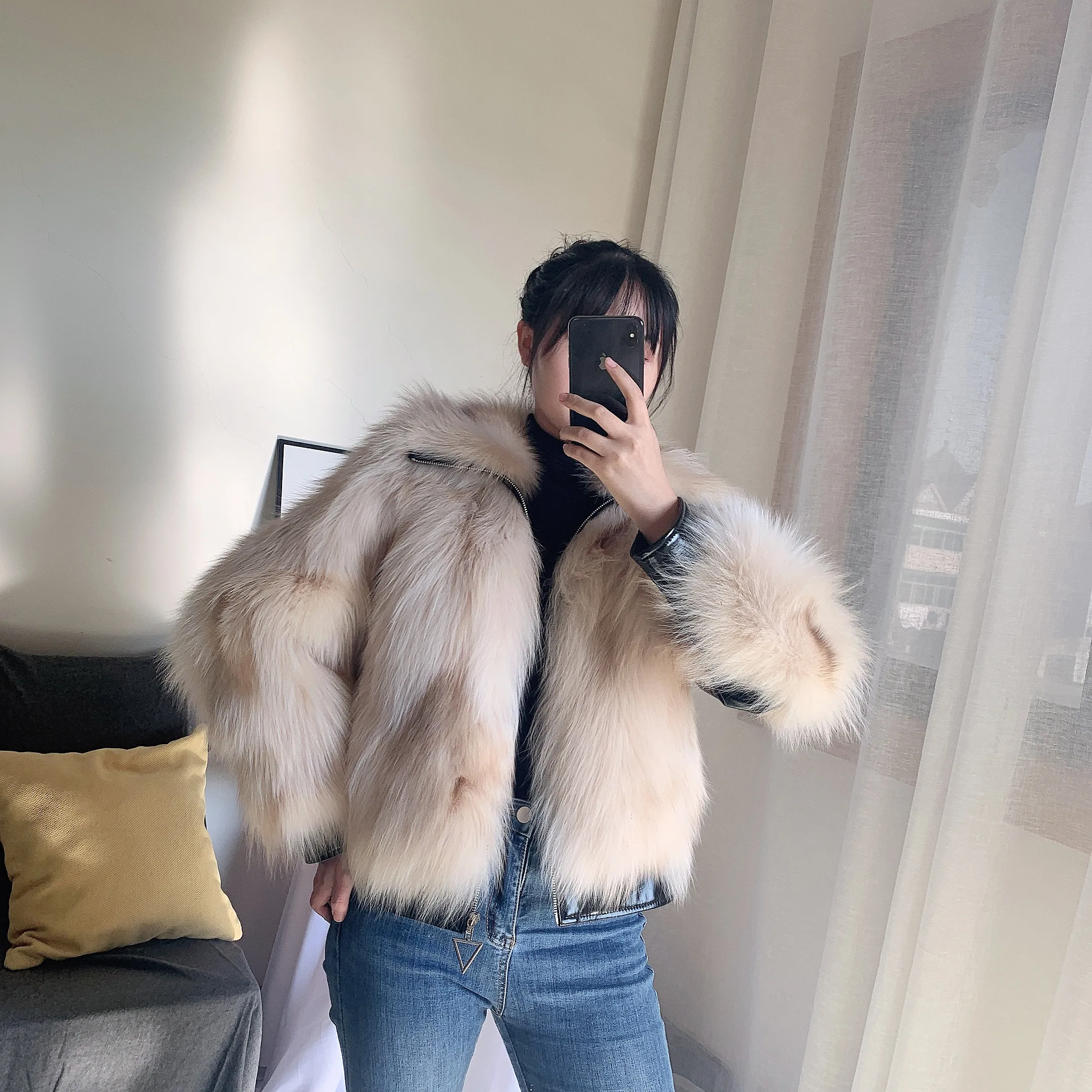 Куртка женская Осень-зима 2020 импортированная из Финляндии лисьего меха | Женская