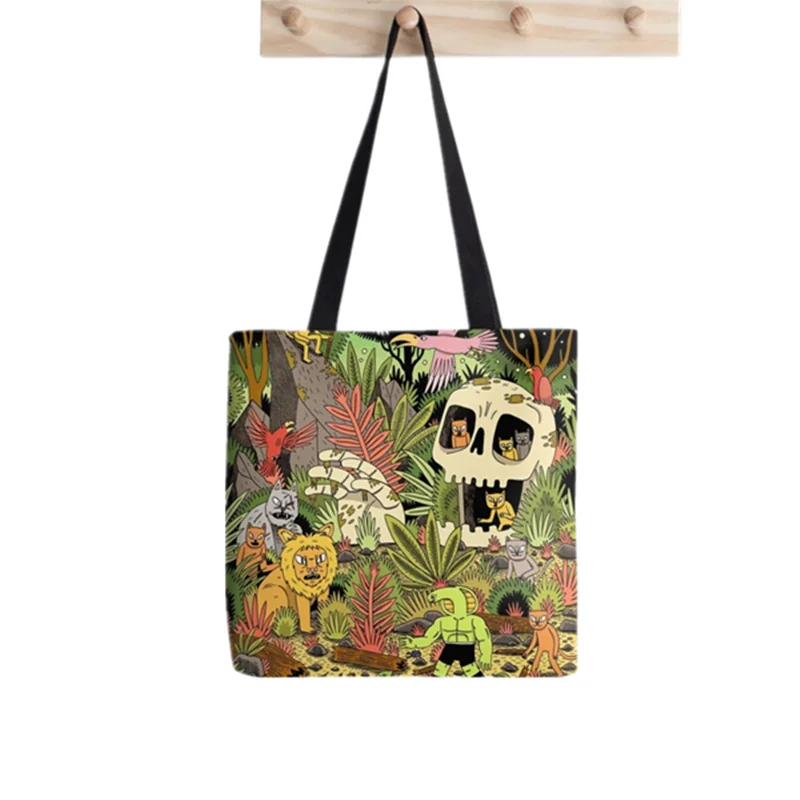 

Shopper Thai elephants family Tote Printed Tote Bag women Harajuku shopper handbag girl Shoulder shopping bag Lady Canvas Bag