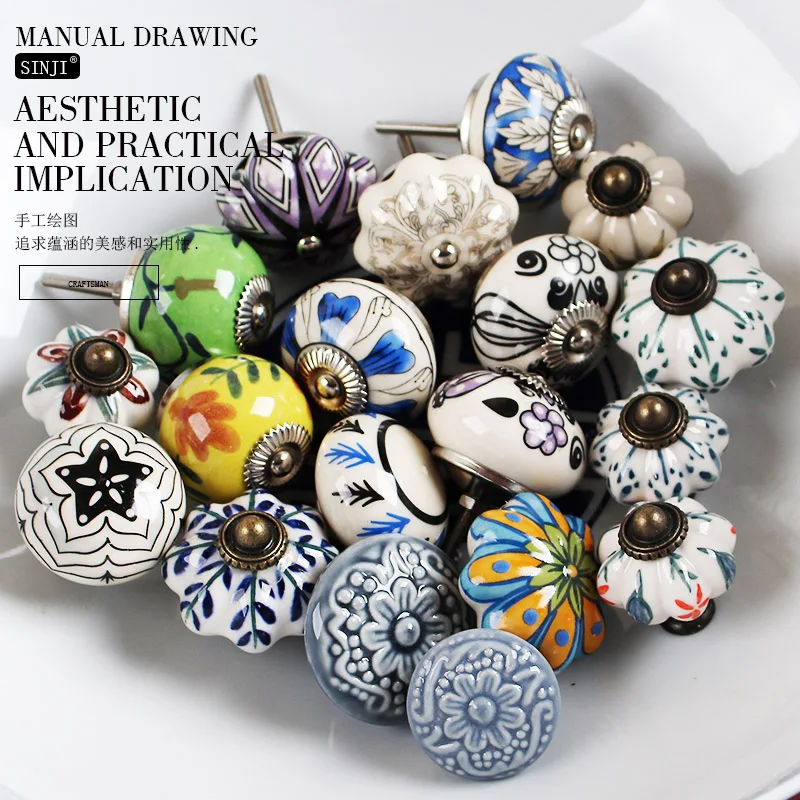 Ручная роспись керамического классического ящика шкафа тянет ручка