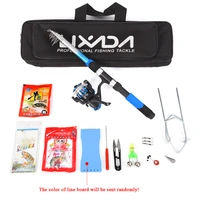 portable professional fishing tackle set fishing with telescopic pole rod fishing spinning reel lures hooks travel fishing bag