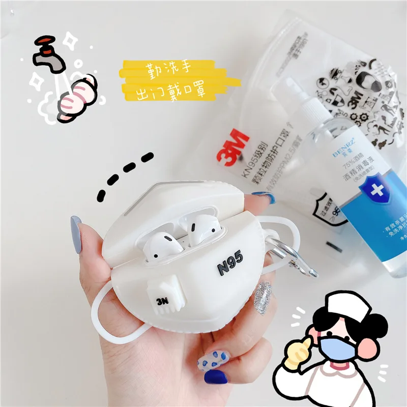 Чехол для Airpods 1/2 3D Забавный чехол с маской мягкий силиконовый наушников Pro