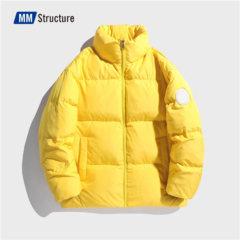 

All-match Stand Collar Men Puffer Jacket Youthful Vitality Puffy Coat Unisex Winter High-quality Trend Loose Male Down Jacket