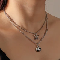 personalized item punk style stacked skull pumpkin pendant necklace wholesale bulk women accessories women jewelry
