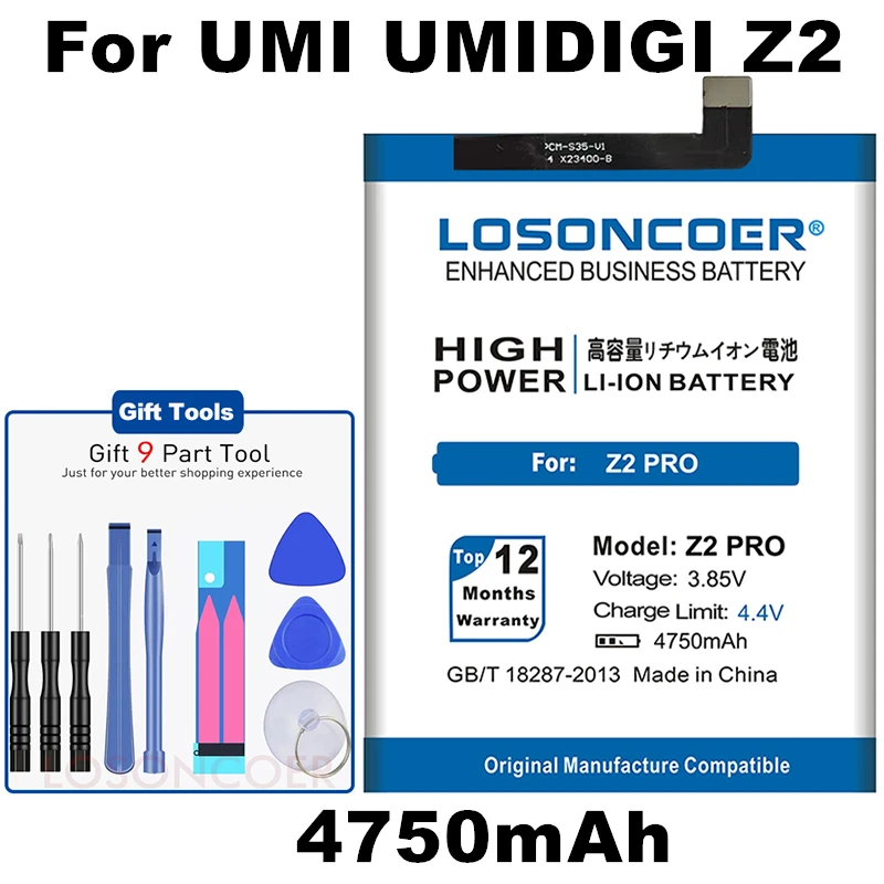 LOSONCOER 4750mAh Z2 Pro Аккумуляторы для мобильных телефонов UMI Umidigi Z2/Z2 Pro Аккумуляторы для мобильных телефонов+ быстрое поступление
