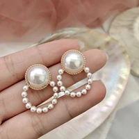 new korean pearl earrings drop for women styles cute tassel round statement stud earrings pearl fashion jewelry free shipping