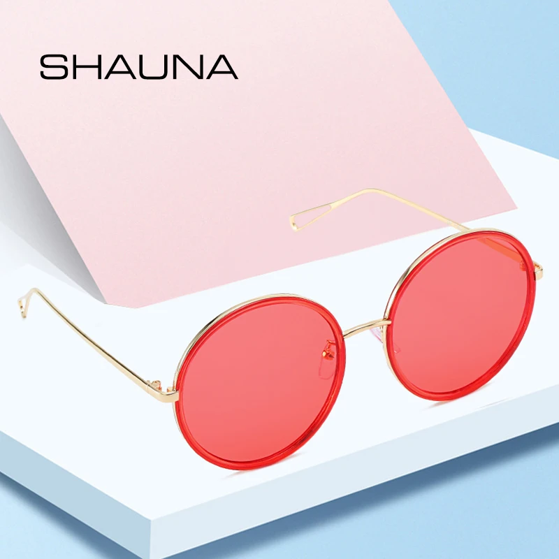 SHAUNA, Новое поступление, негабаритные, женские, Супер круглые солнцезащитные очки, модный оттенок/зеркальные линзы, красный, желтый цвет, летние солнцезащитные очки, UV400
