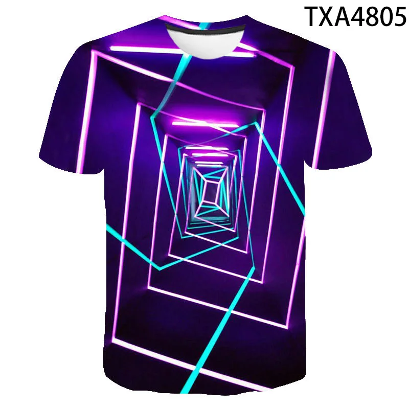 

Boy Girl Kids Casual T-shirt Colorful Laser 3D Printed Short Sleeve Streetwear T shirt Summer Men Women Children Cool Tops Tee