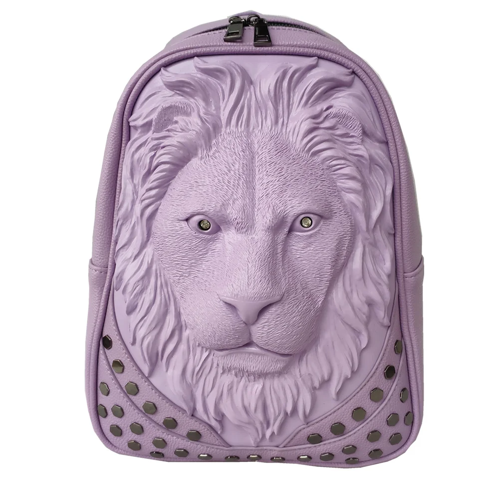 Женский маленький рюкзак из искусственной кожи с 3D тиснением головой льва mochila