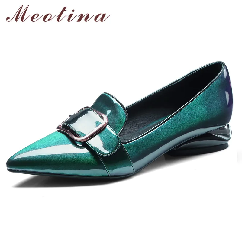 Женские лоферы из лакированной кожи Meotina Разноцветные Повседневные туфли на