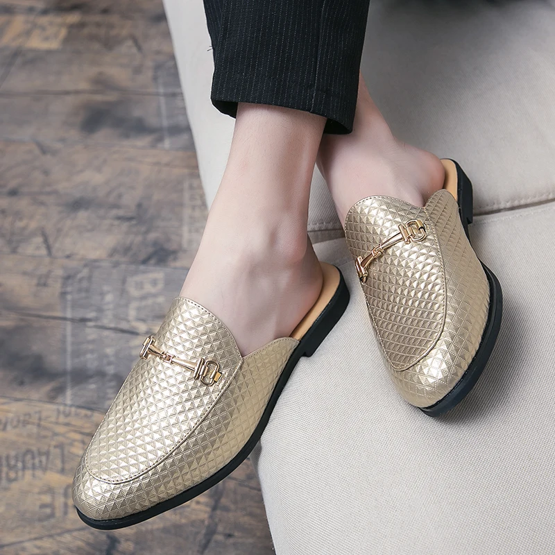 

Brand Men Shoes Summer Casual Flat Shoes Man Soft Leather Shoes Slip-on Half Slipper Men Comfortable Driving Loafers Big Size 46