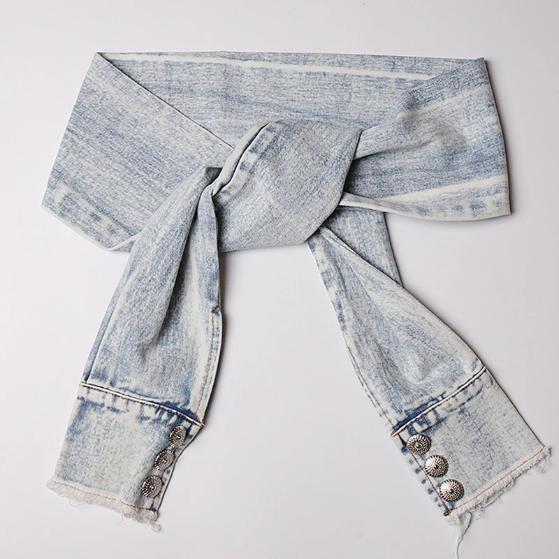 Женская джинсовая юбка макси с высокой талией асимметричная длинная в стиле High