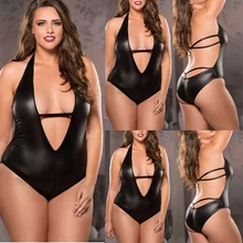 New Plus Size Womens Black Sexy Sleepwear Hollow G-String Lingerie Women Bodysuit