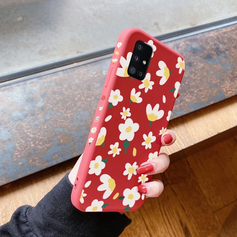 

For Samsung A51 4G A51 5G A52 5G A70 A70S A71 4G A71 5G A72 5G Beautiful flower case silicone fall protector