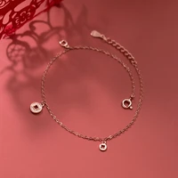 leg bracelet 100 925 womens ankle coin jewelry silver chain on foot female fashion 21 cm adjustable summer decoration