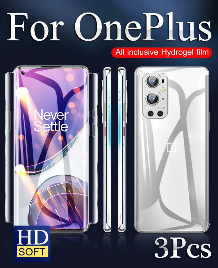 3 In 1 Full Front Back OnePlus 10Pro 9Pro Screen Protector For One Plus 8 Pro Hydrogel Film 1+9 1Plus 9RT HD Soft 1+ 8T 1+8Pro | Мобильные
