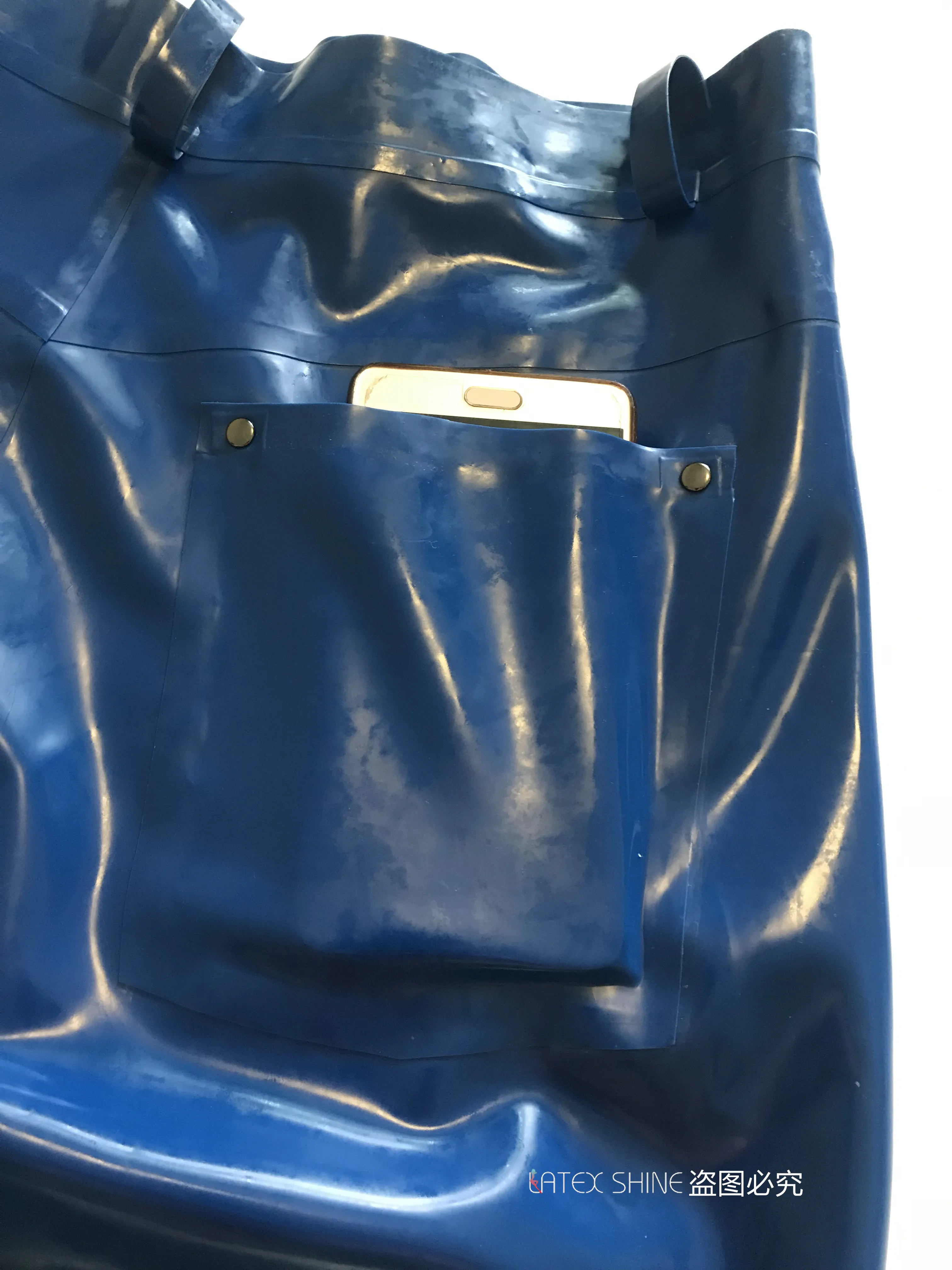 Сексуальные мужские синие латексные фетиш брюки резиновые Джинсы Карманы с