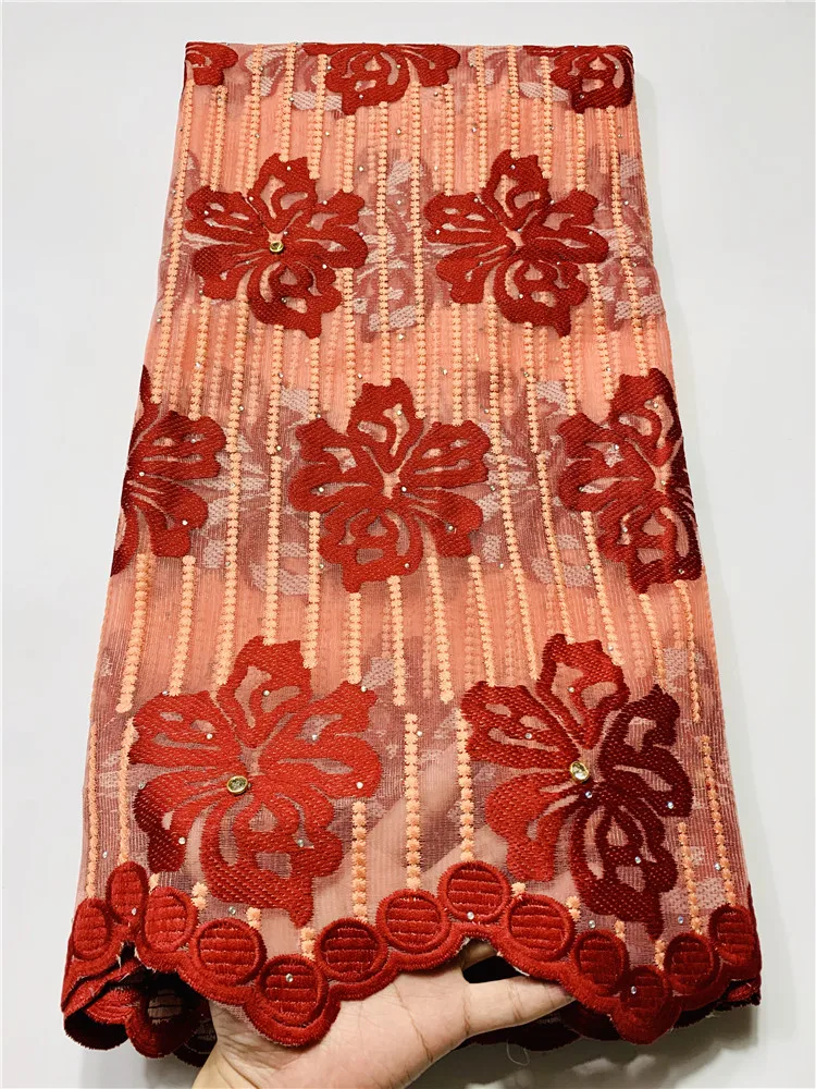 Новейшая французская кружевная ткань высокого качества синяя оранжевая