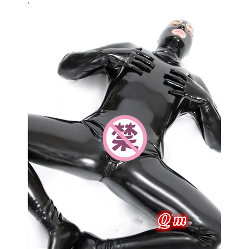 

Men Lingerie Open Crotch Bodysuit Sexy Skinny Catsuit Shiny Wet Look Patent Leather Underwear Zipper Crotchless Gay Man Clubwear