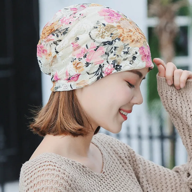 

Lace Flower Set Of Head Cap Lady Bag Head Cap Spring And Summer Sun Protection Hat Confinement Cap Women's Cultural Hat