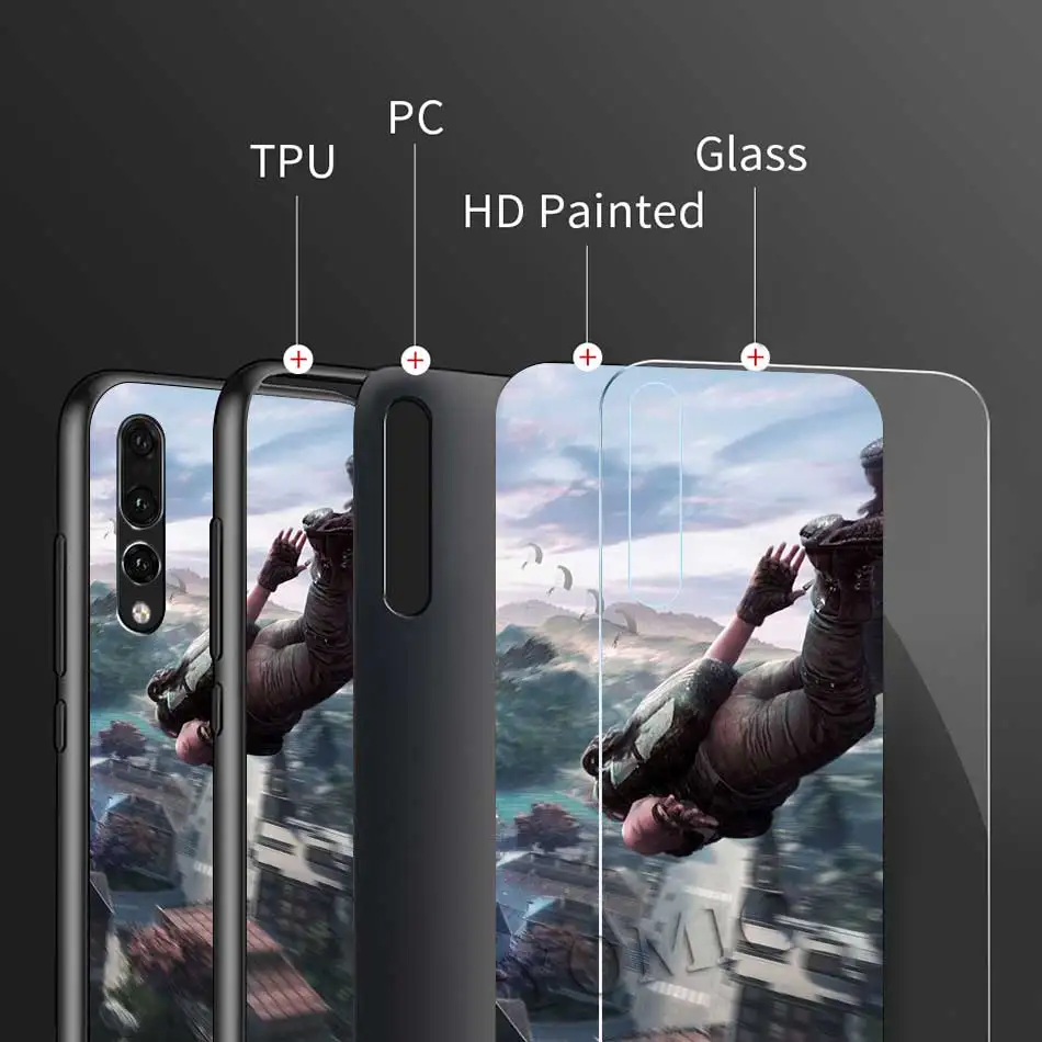 

Pubg Case For Huawei Y9 Y6 Y7 2019 Y8p Honor 20 9X 8X Mate 10 20 30 Pro Lite Glass Mobile Phone Bag Cover