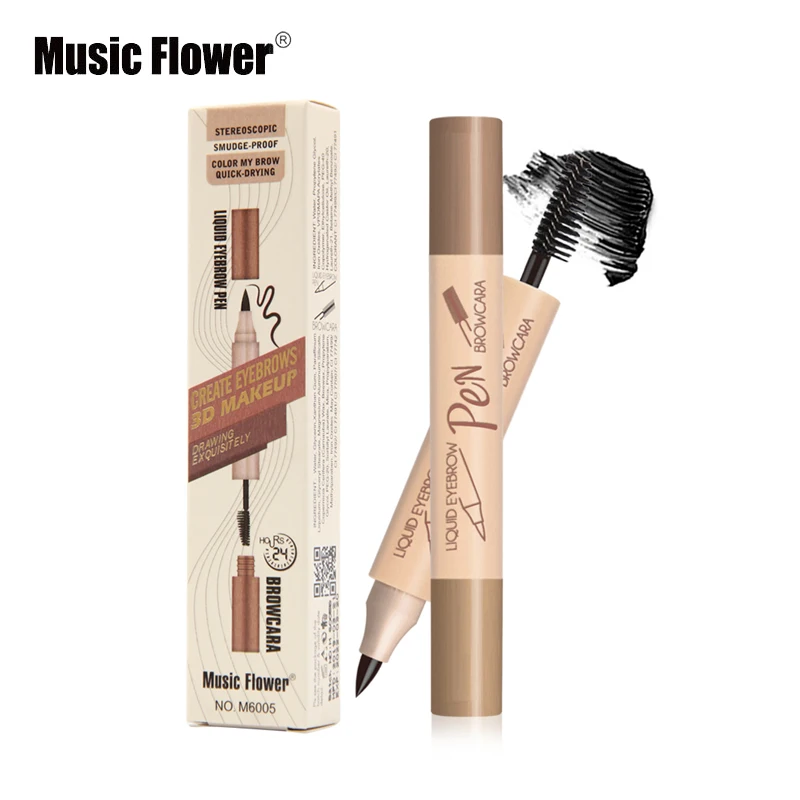 

Music Flower Liquid Eyebrow Pen & Browcara Stereoscopic Smudge-proof Quick-drying Create Eyebrows 3D Makeup