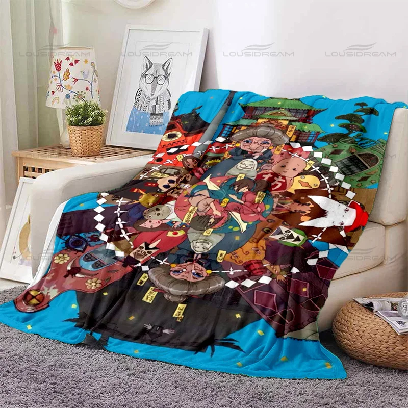 

Spirited Away Cartoon Decorative Blanket Mr. Miyazaki's Animated Flannel Thin Blanket Portable Home Travel Office Blanket