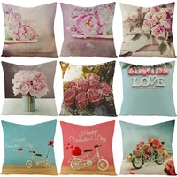 high sales square love flower red yellow rose sofa pillow case decorative cushions for elegant sofa autumn decor cushion cover