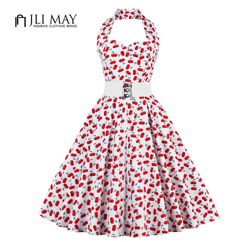 Женское винтажное вечернее платье JLI MAY с лямкой на шее и поясом элегантное