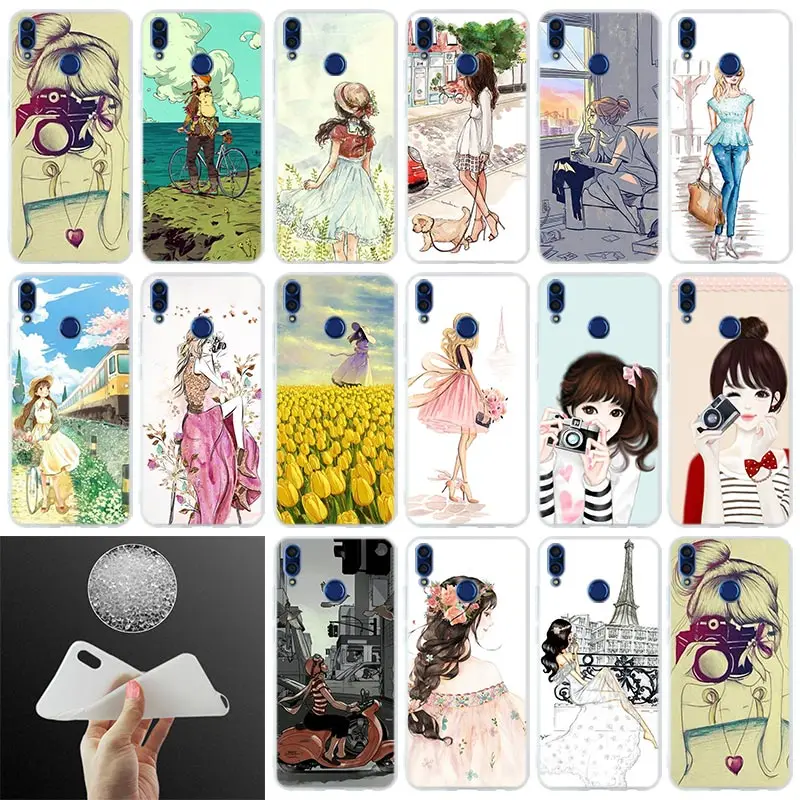Силиконовый чехол-накладка для телефона чехол путешествий девочек Capinhas Huawei Honor 10i