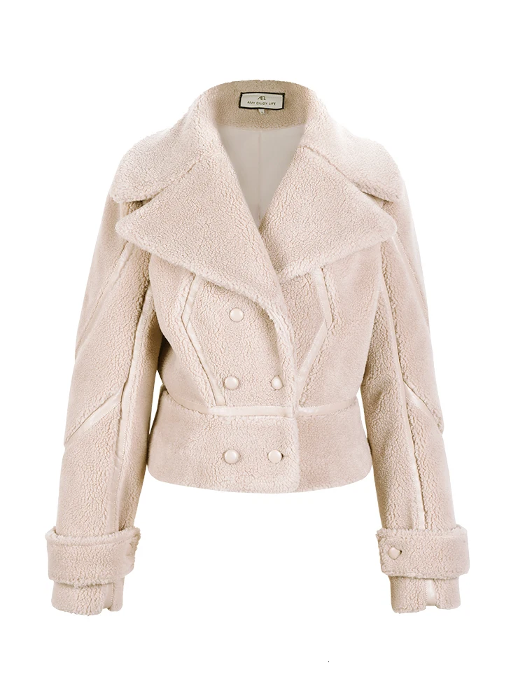 

Soft Natural Real Lamb Fur Jacket Coat Women 2020 New Winter Warm Thick Runway Fashion High Street Slim Short Outwear Female
