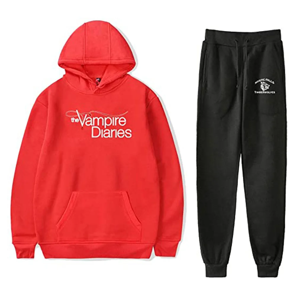 

2021 The Vampire Diaries Hoodie Sweatshirt Sweatpants Suit Casual Shirt Trousers Sets Unisex Clothes Bottom Pullover Tops