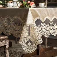 tablecloth table golden velvet champagne high grade europe lace fabric rectangular dining table cover coffee nordic chair cover