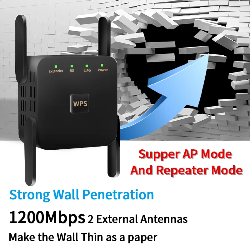 Wi Fi ретранслятор 1200 Мбит/с Беспроводной расширитель двухдиапазонный усилитель 2