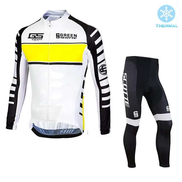 

Hot Sale Winter Warm Polar Fleece Men's Long Sleeved Cycling Jersey Shockproof 19D Gel Pad Mountain Bike Comfortable Suit