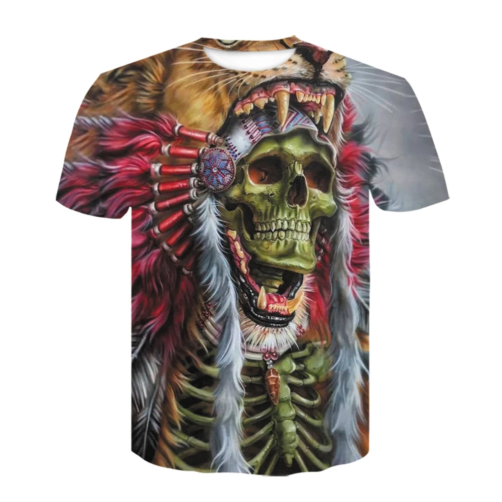 Мужская футболка с коротким рукавом Повседневная 3d-рисунком льва глотания