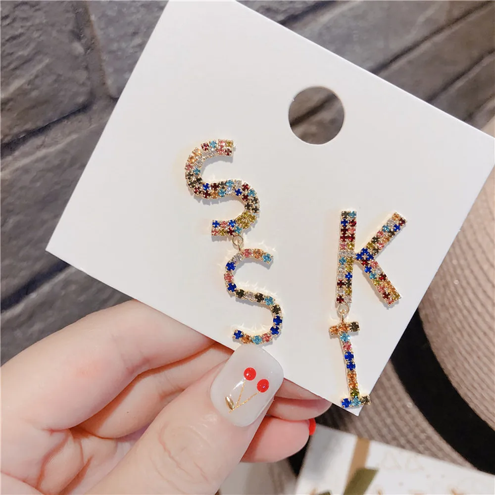 Корейские стильные Серебристые серьги-капли с надписями в виде птицы кактуса