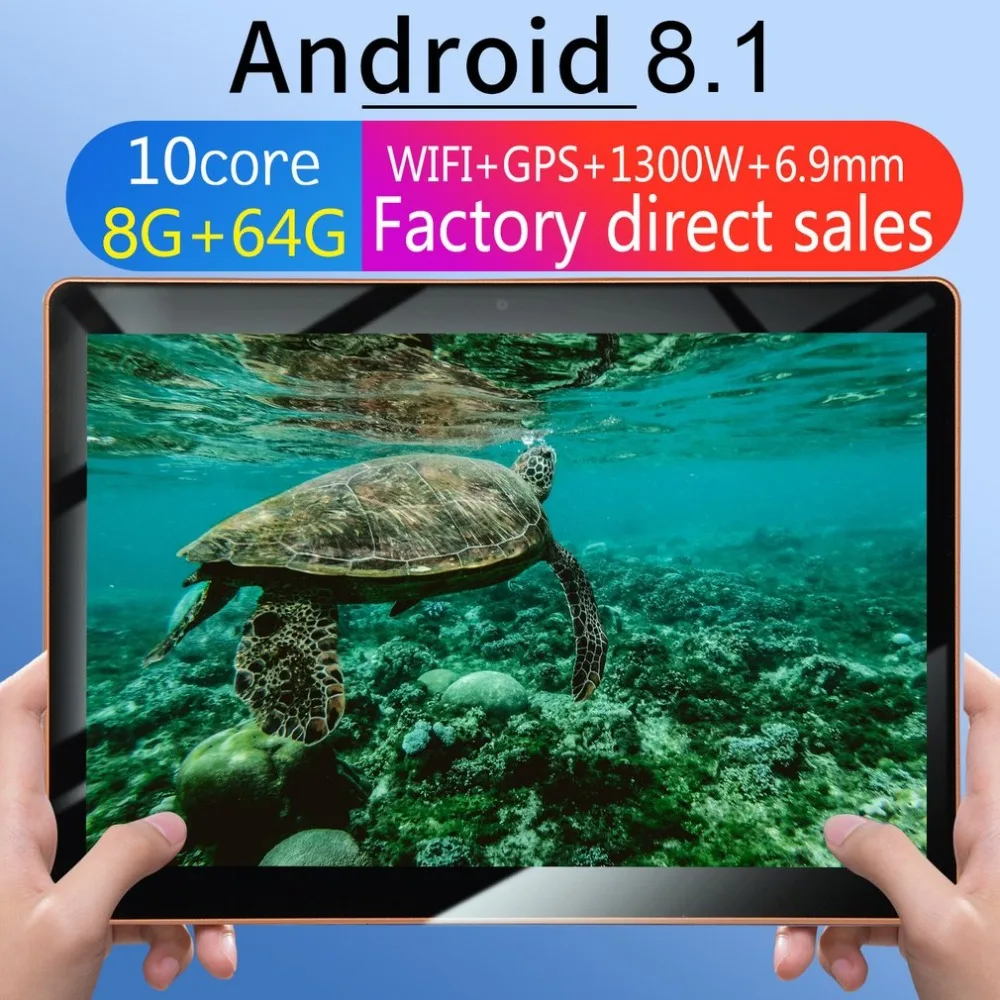 KT107 пластиковый планшет 10,1 дюймов HD большой экран Android 8,10 версия модный портативный планшет 8G+ 64G розовый планшет