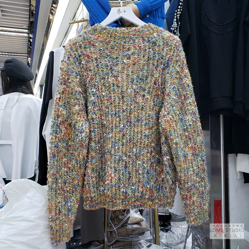 

Loose Chic Korean Style All-match Cardigans for Ladies Elegant Fashion Colorful V-neck Knitted Customed Cardigans 2020 Winter