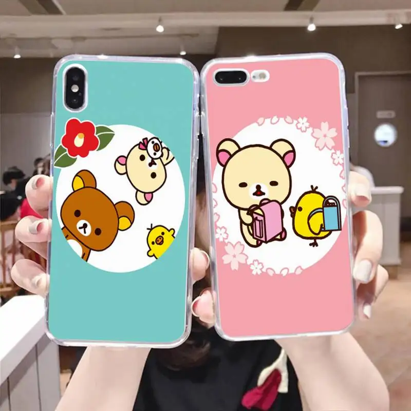 

Relax Bear Cartoon Phone Case For Iphone 12 11 7 8 Pro Mini XS Max Xr X PLUS Transparent Coque Fundas Cover