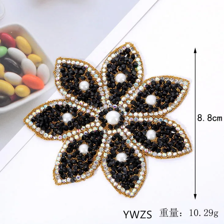 New arrival 10 pcs Flower Beads and Rhinestones iron on patches DIY Hotfix Motif Applique garment bag patch decor accessory | Дом и сад