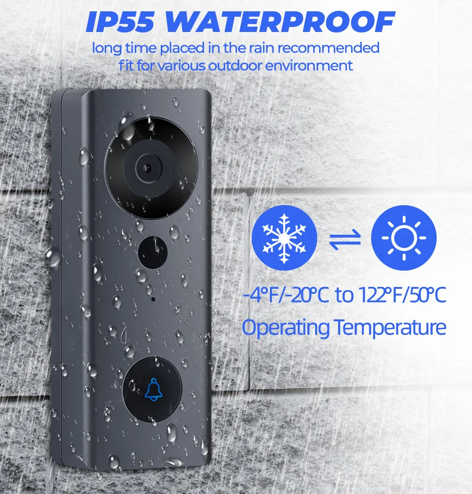 

SMATRUL Tuya 1080P HD Video WiFi Doorbell Camera Door Bell Ring Chime Outdoor Two-way Intercom IP55 Waterproof PIR Motion Sensor