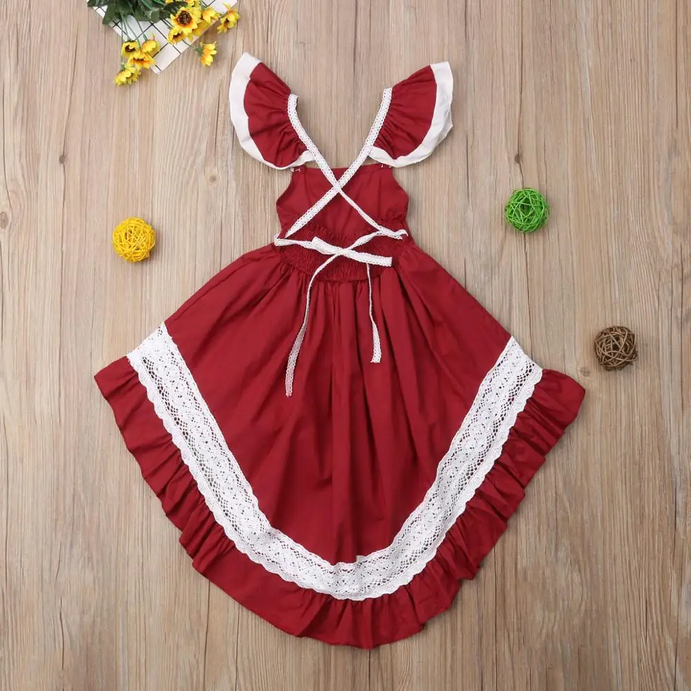 pudcoco Toddler Kids Girl Ruffle Lace Dress Sleevelss Evening Party Pageant baby girl dress vestidos hot sale | Детская одежда и