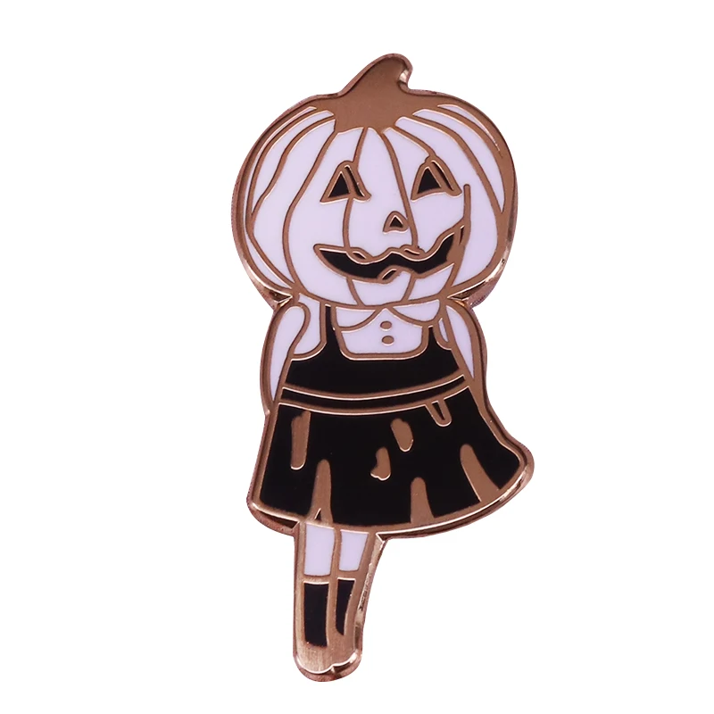 Жуткая девушка с головой тыквы жесткие эмалированные булавки мультяшный значок