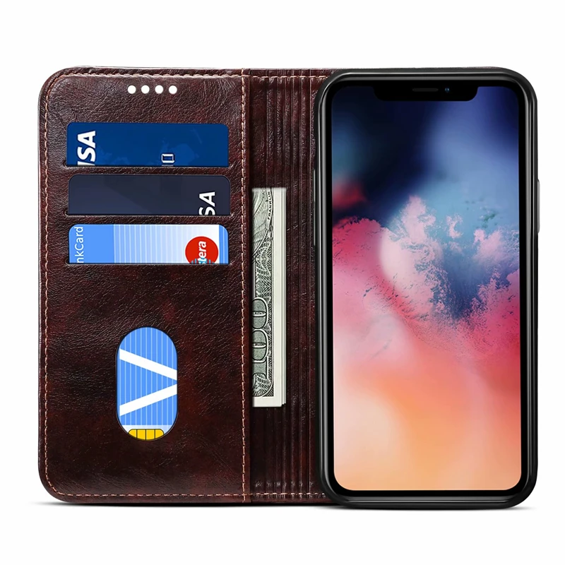 Кожаный флип-чехол Crazy-horse для Apple IPhone 11 Pro Max Роскошный кошелек чехол телефона в