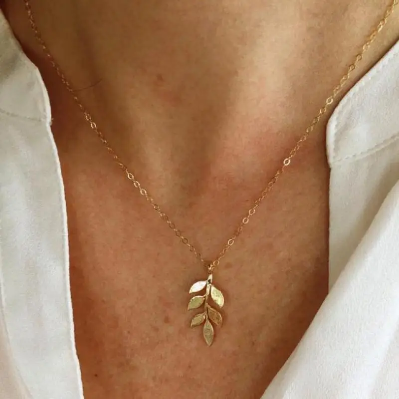 Женское ожерелье с подвеской в виде листьев|Ожерелья подвеской| |