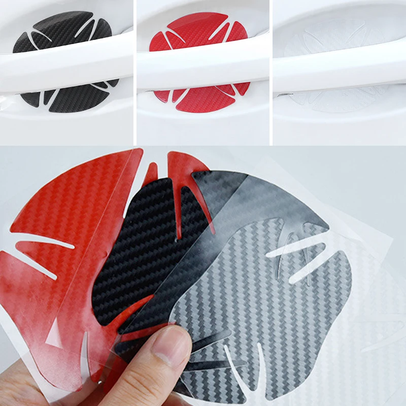 

4pcs Carbon Fiber Texture Car Door Handle Wrist Protective Sticker For SsangYong Kyron Rexton G4 2 Tivolan Actyon Korando Musso