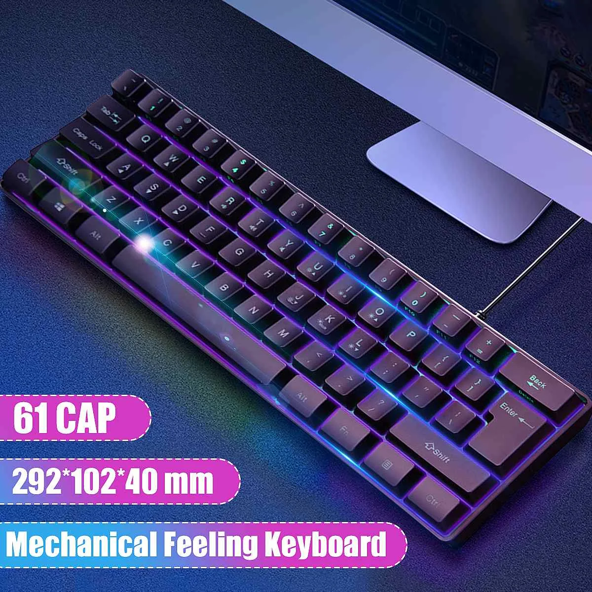 

Клавиатура игровая Механическая Проводная с RGB-подсветкой, 61 клавиша