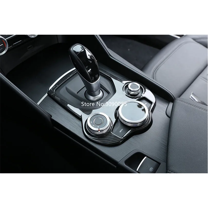 For Alfa Romeo Giulia Stelvio 2016-2019 Carbon Fiber ABS Plastic Interior Center Console Gear Shift Panel Cover Trim | Автомобили и