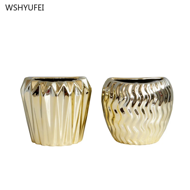 Креативная Европейская Золотая настенная висящая керамическая ваза цветочный